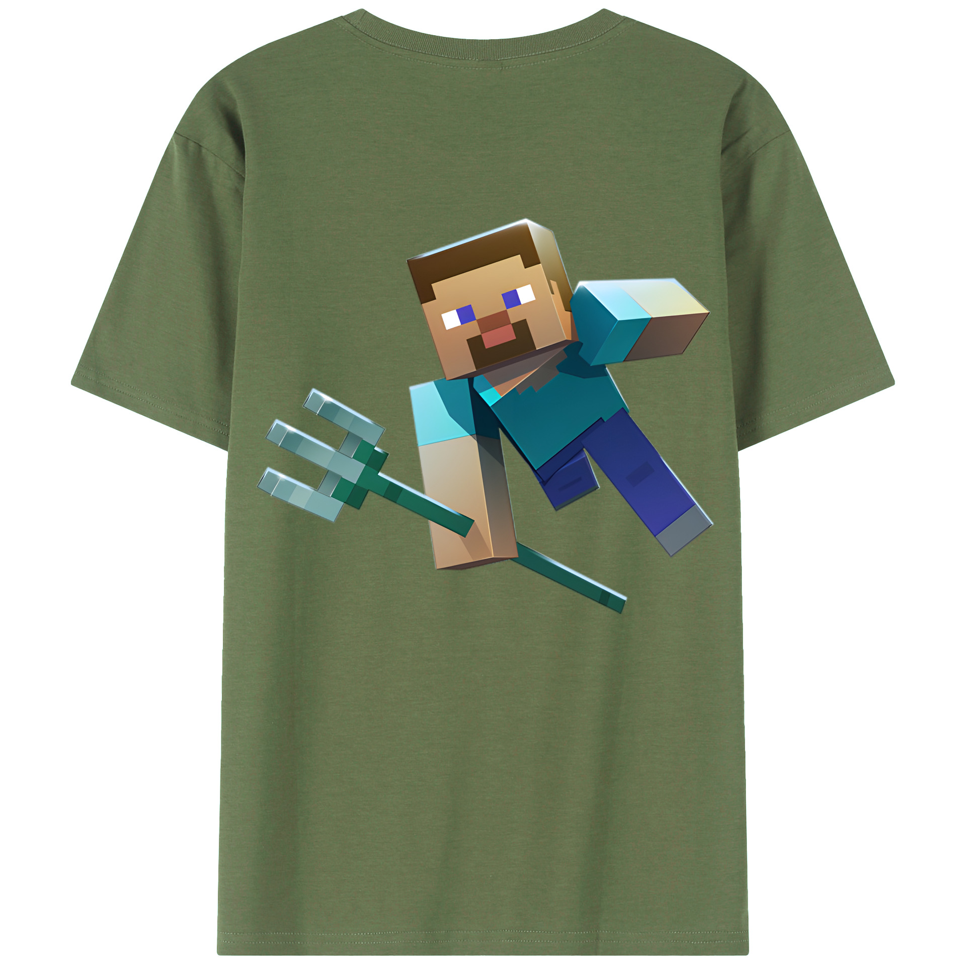 （画像用） マインクラフト ブロックの世界 Minecraft MC Block world 綿100％ メンズ半袖Tシャツ（バックプリント） 通気性
